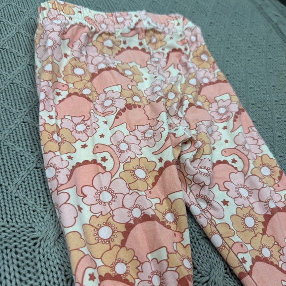 Caden Lane Dinosaur Floral Girls Pajamas - Pink and Yellow 12-18M - Picture 9 of 10